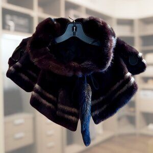 Unique Mink Shawl Collar – 8 Petal Design w/ Tassels